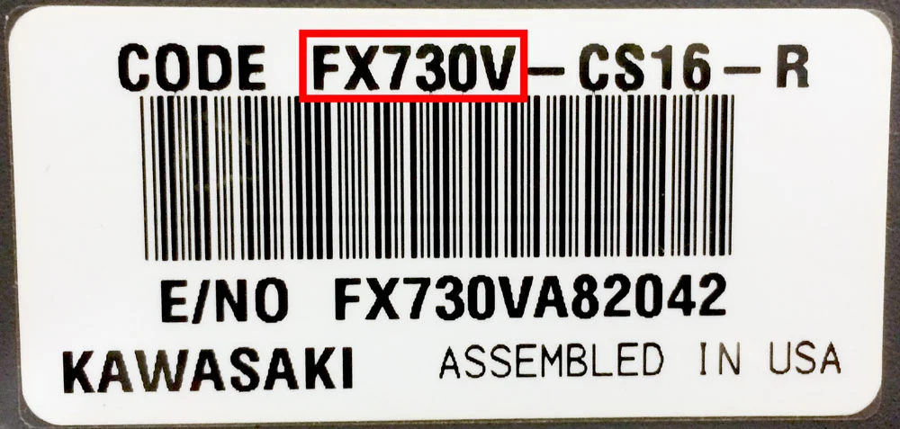 Kawasaki Model Number Lookup Label